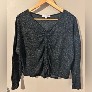 Cinched tie cropped longsleeve shirt